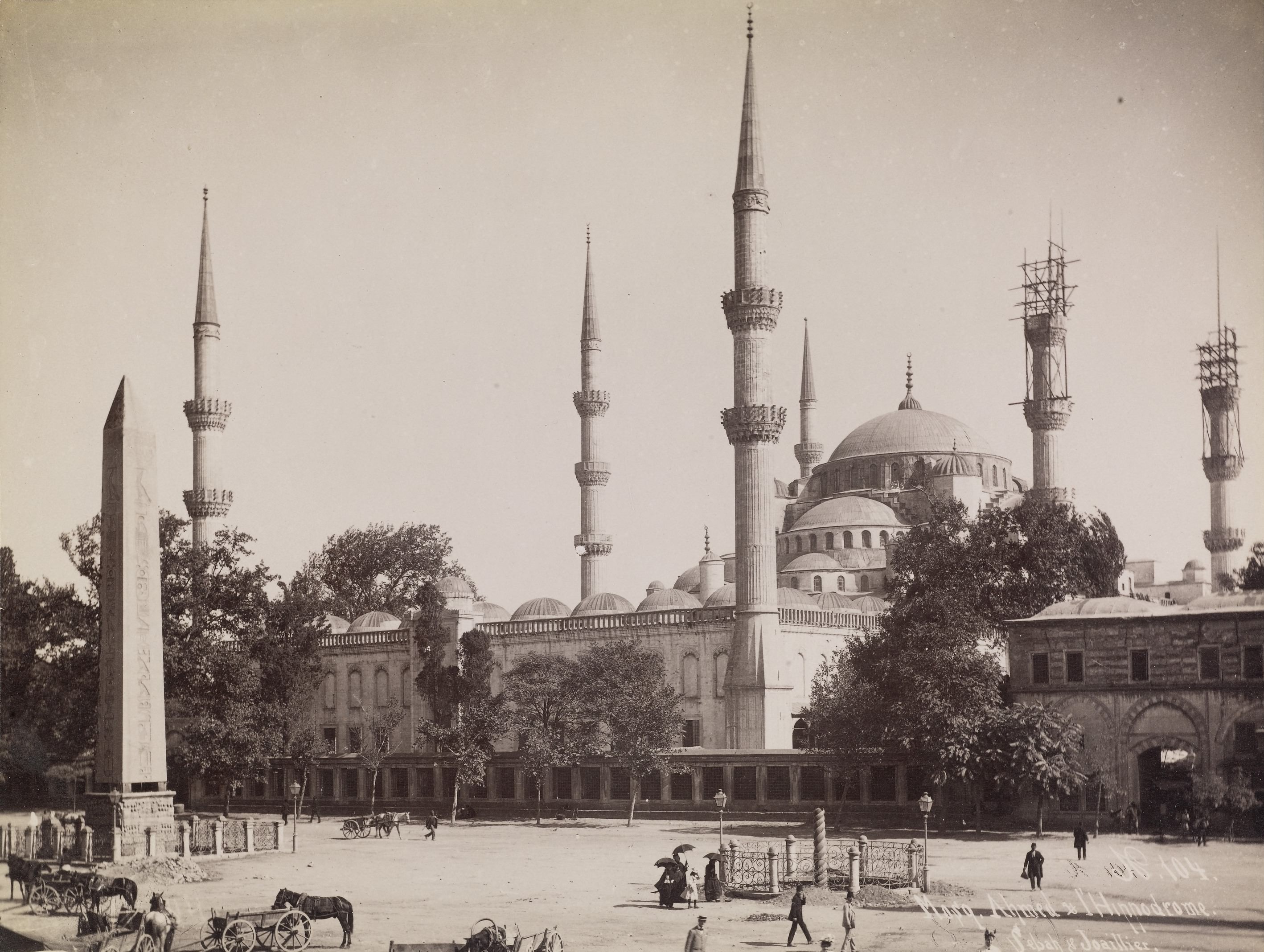 Atmeydanı ve Sultan Ahmet Camii Minareleri Onarımı Zamanı / Sébah ve Joaillier Fotoğrafı