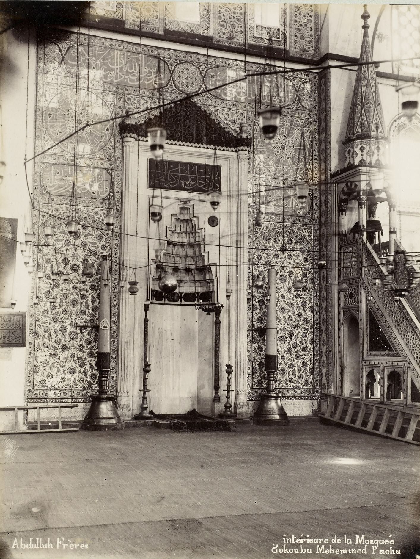 Kadırga Sokollu Mehmet  Paşa Camii Mihrap ve Minberi / Abdullah Fréres Fotoğrafı