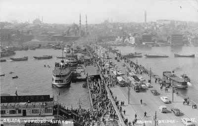 Eski İstanbul / Galata Köprüsü Kartpostalı
