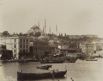 Yemiş İskelesi ve Süleymaniye Manzarası / Pascal Sébah Fotoğrafı / 1890